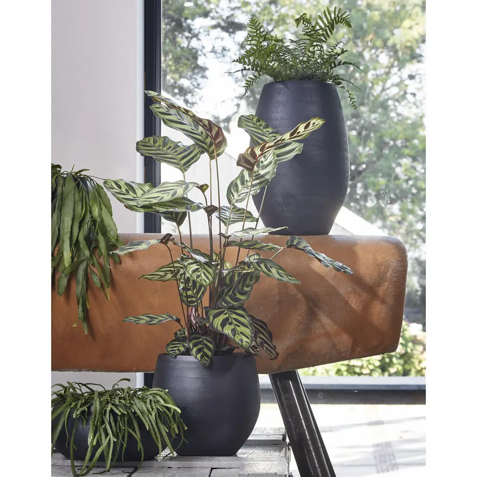 Mica Decorations Bloempot Boule - mat zwart - keramiek - 23 x 20 cm
