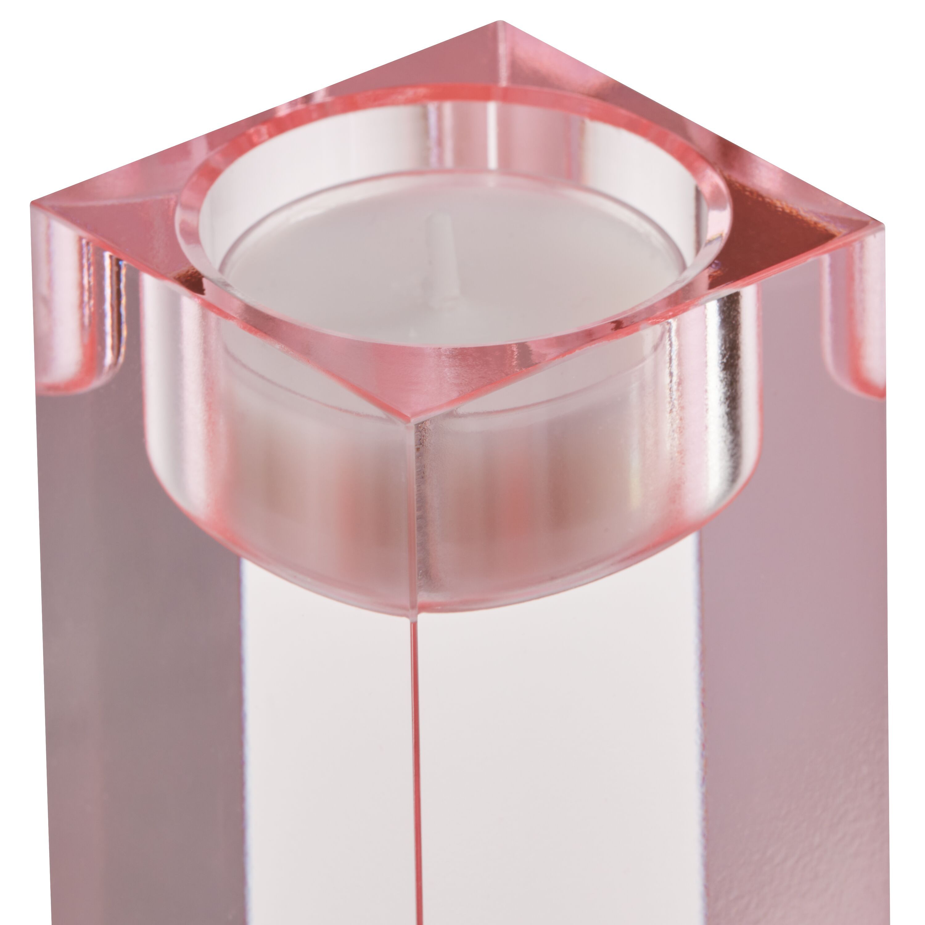 LAURA Teelichthalter - Rosa / B: 5.0 cm x T: 5.0 cm x H: 12.0 cm