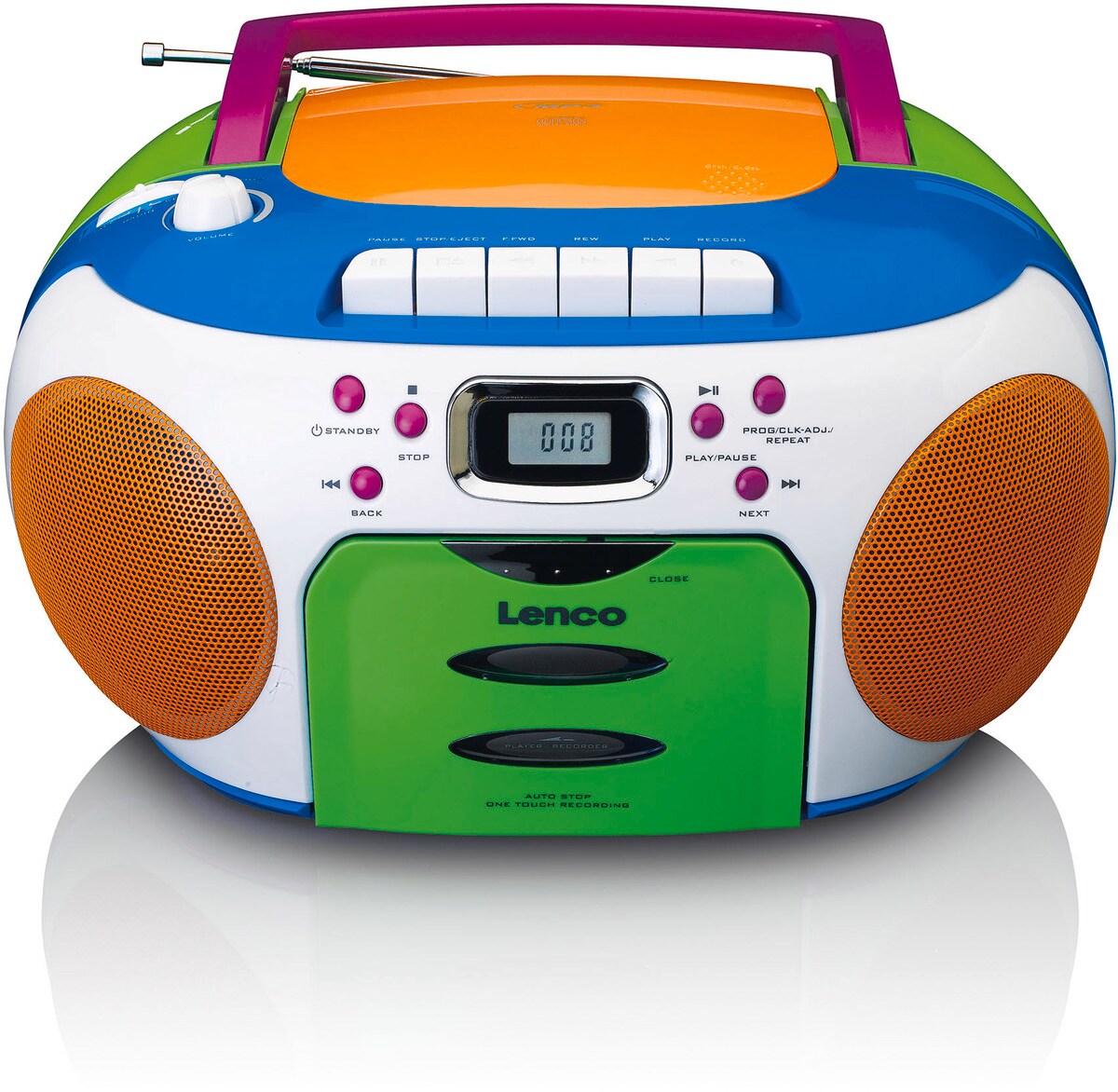 LENCO SCD-971 CD/Kassetten-Player für Kinder, bunt