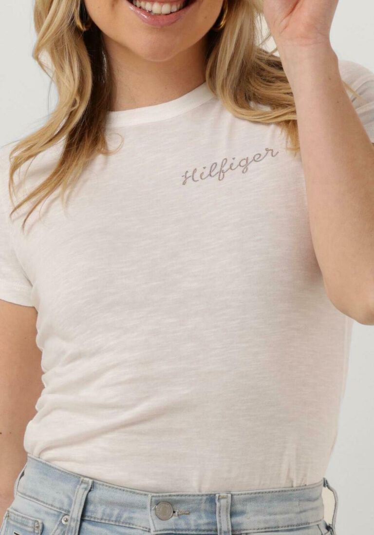 TOMMY HILFIGER witte tommy hilfiger t-shirt slim gold hilfiger c-nk ss