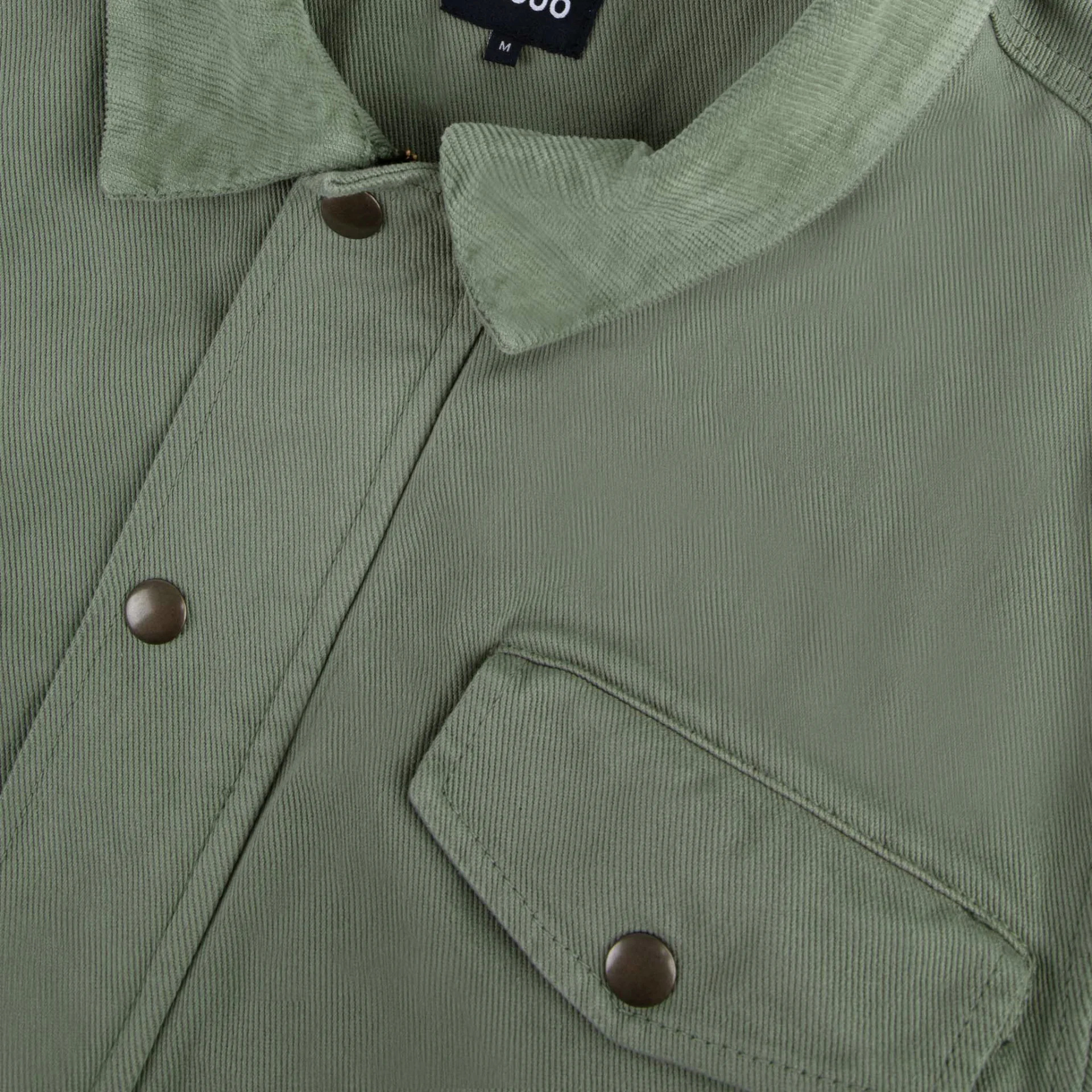 Blouson vert clair col en velours coton - modèle seillon