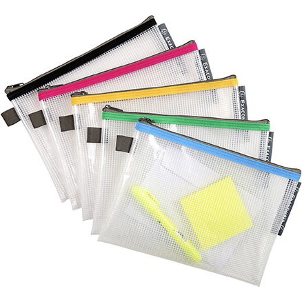 Pochettes de rangement à fermeture éclair A5 EXACOMPTA couleurs assorties