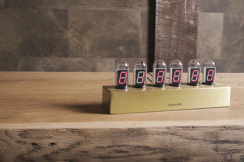 Table Clock Cathode Brushed