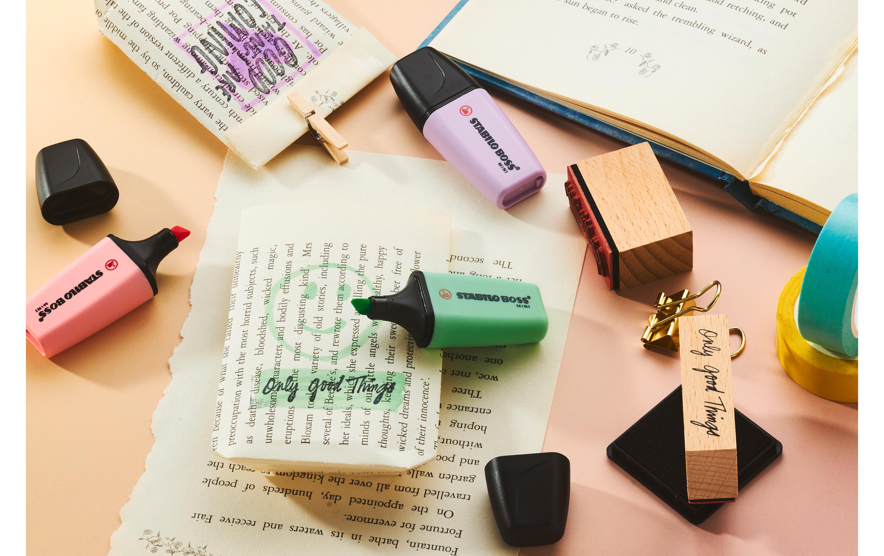 Textmarker Boss Mini Pastell 3er EtuiMarker im kompakten Miniformat