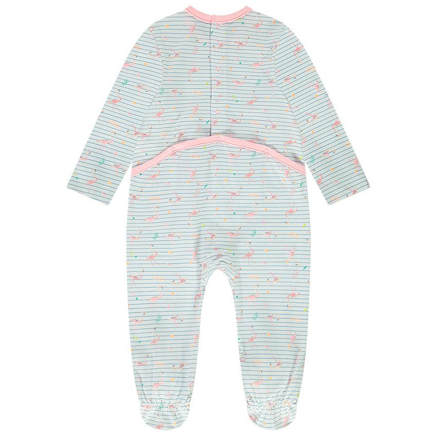 Lot de 3 dors-bien à manches longues imprimé flamants roses pour bébé fille - Blanc