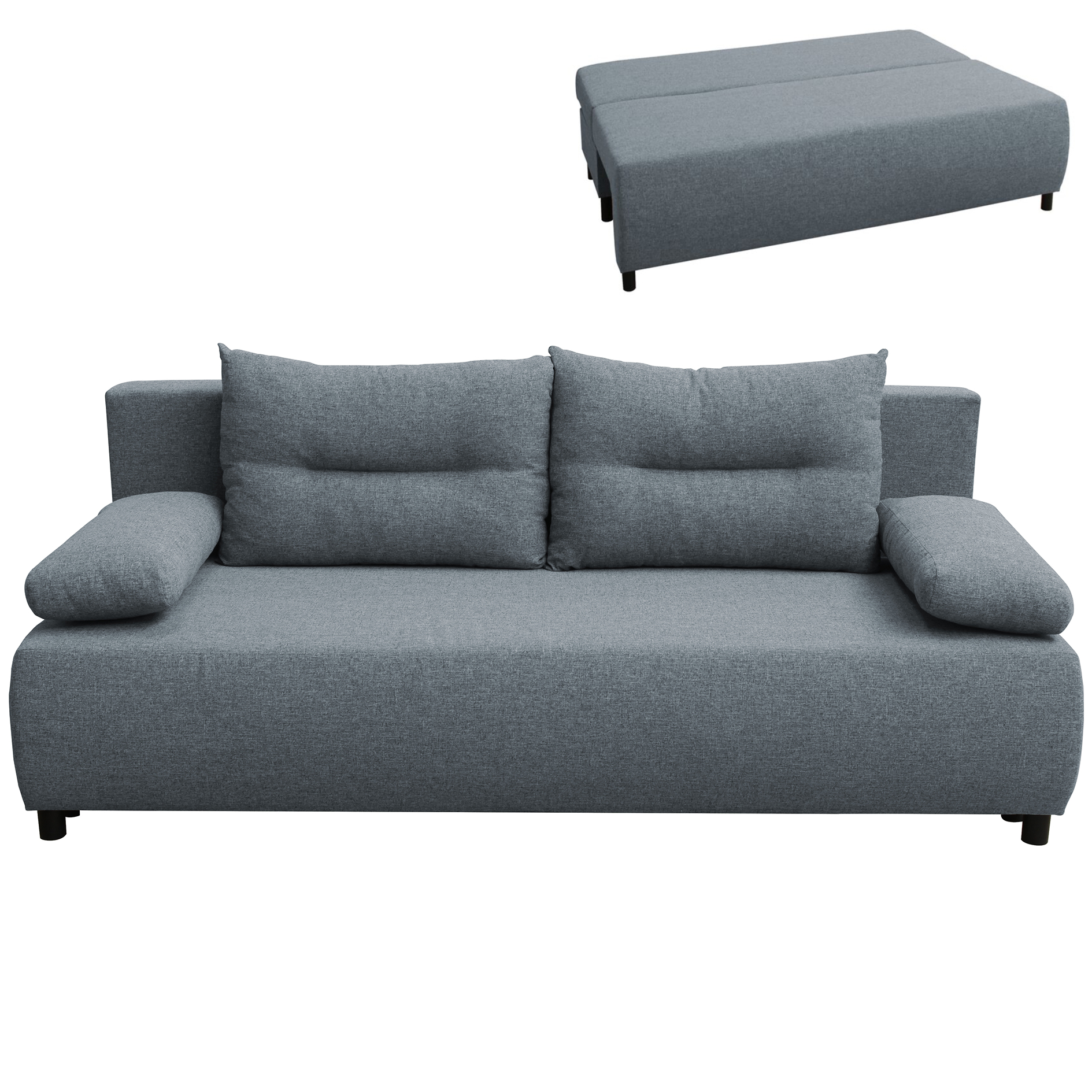 Schlafsofa - taubengrau - mit Staukasten - 192 cm