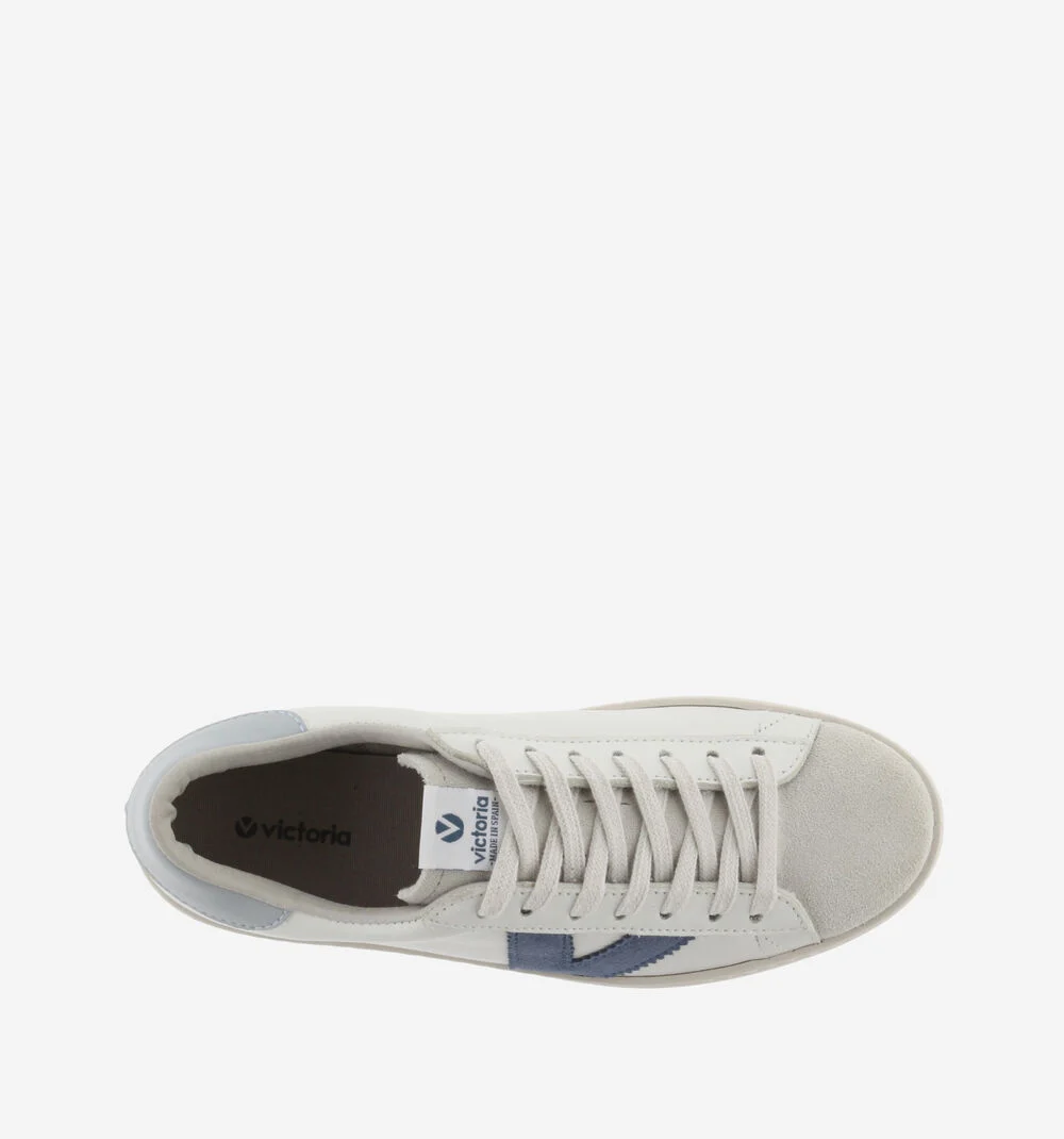 BERLÍN CUIR & CUIR FENDU Baskets blanches unisexes en cuir AZUL