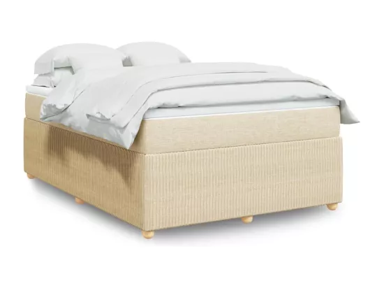 Sommier à lattes de lit avec matelas Crème 160x200 cm Tissu