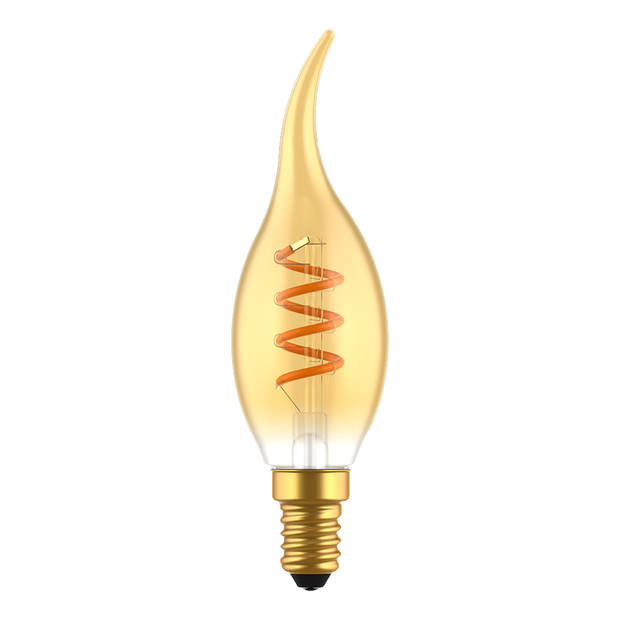Blokker LED Kaars Gebogen Tip C35 3W - E14 - Spiraal Goud - Dimbaar