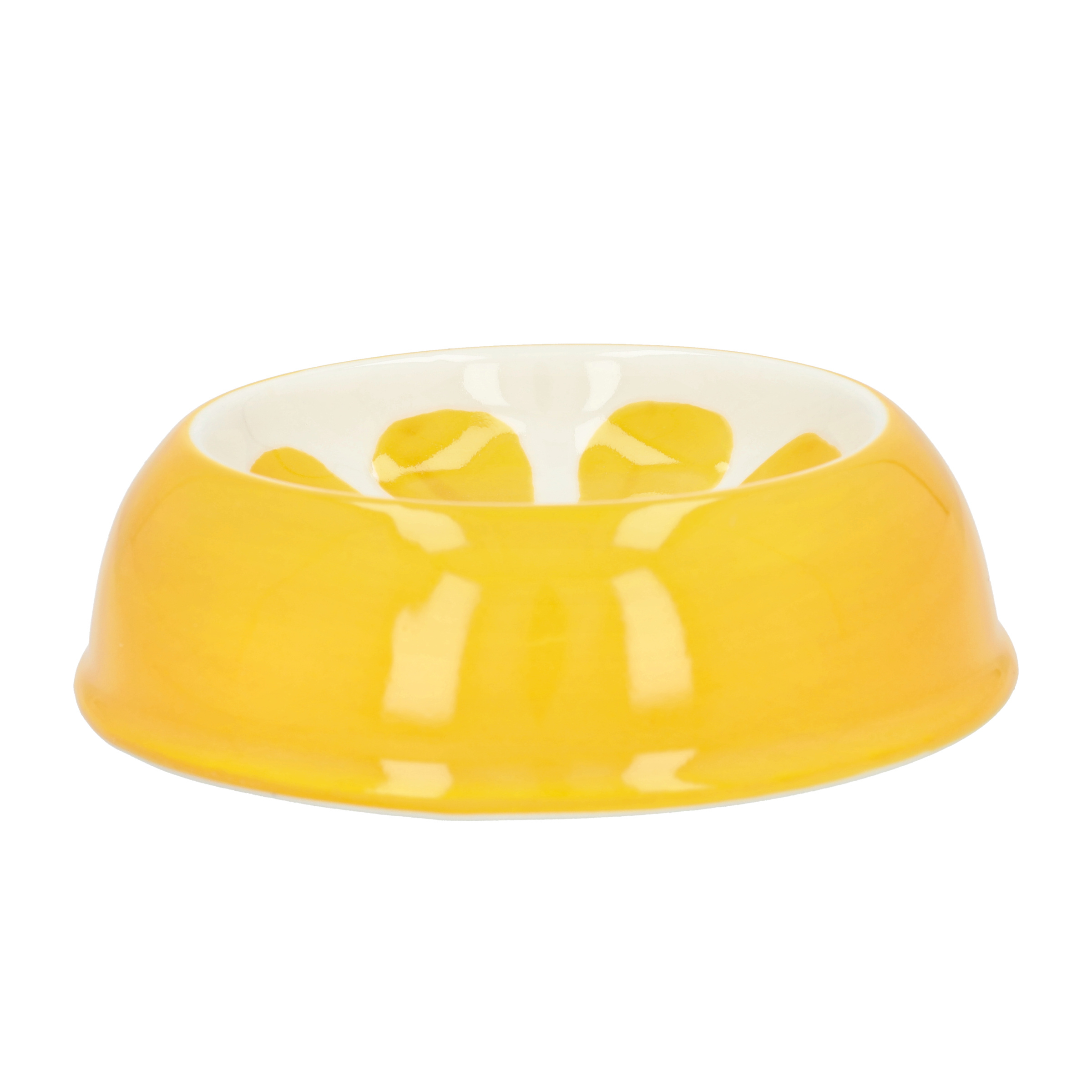 (Ø15cm) Keramik Futter Napf Katzen Schüssel Haustier Wasser Schale - Orange