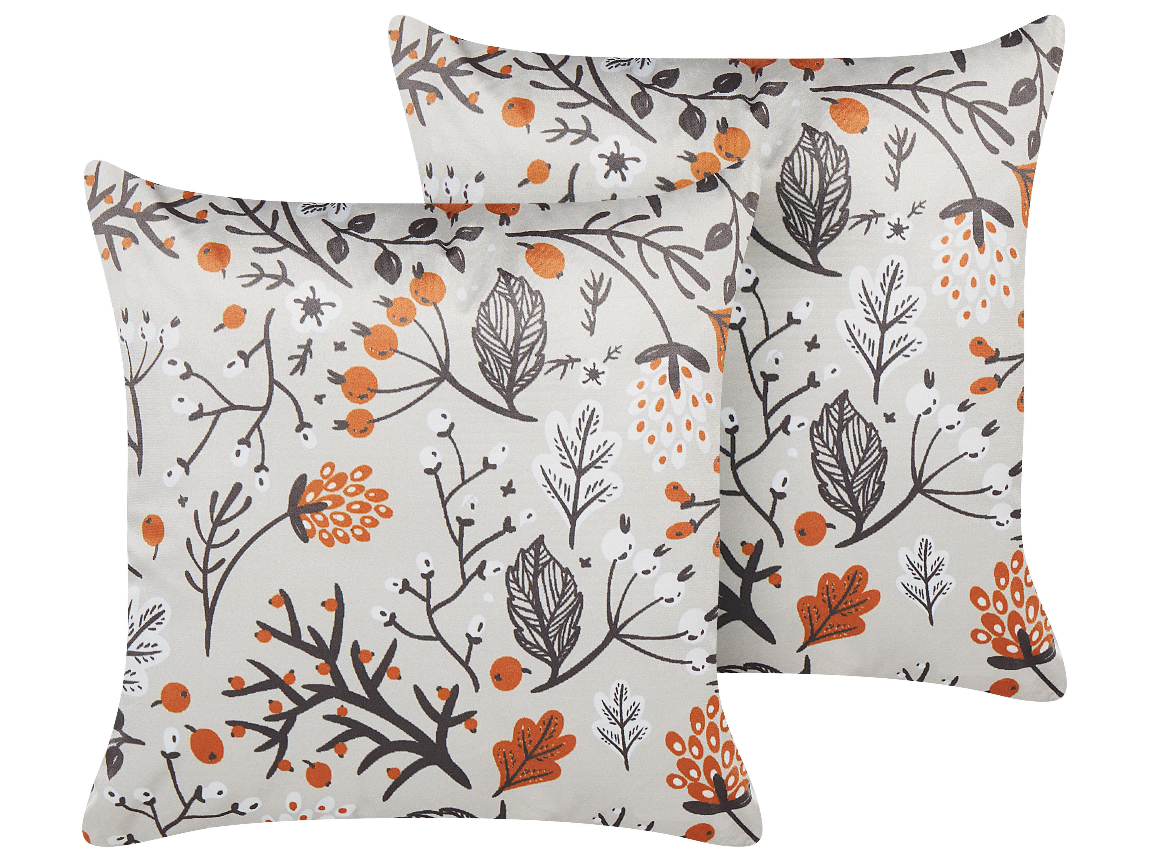 Set van 2 sierkussens MONTBRETIA Fluweel 45 x 45 cm Meerkleurig bladpatroon