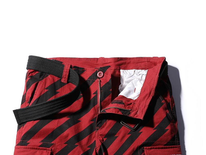Lefitt - Gestreepte cargoshorts met gemiddelde taille