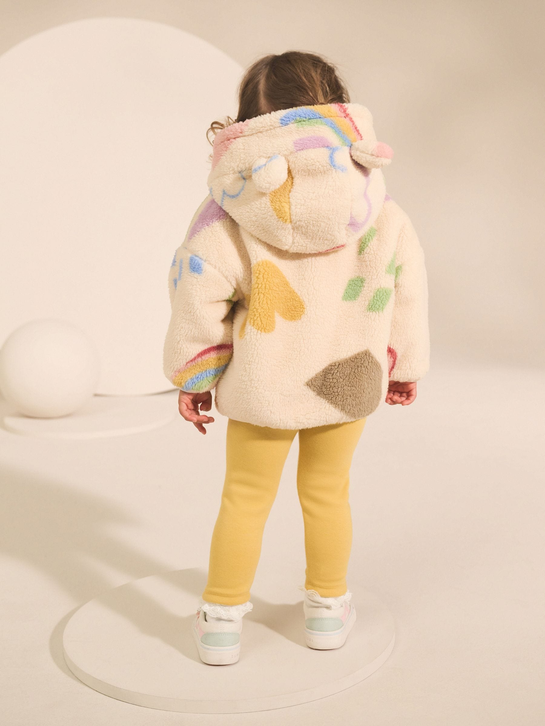Crème tekeningetjes print - Fleece met ritssluiting (3mnd-7jr)