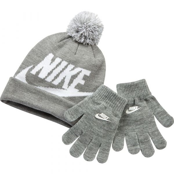 Nike Kids Swoosh Pom Beanie Cinzento