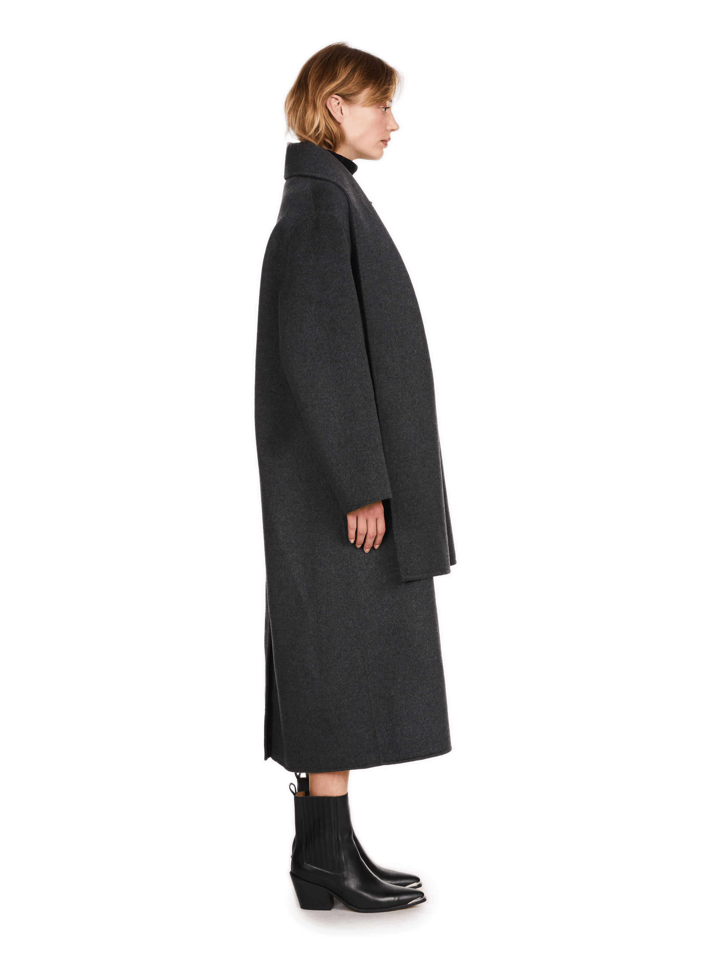 UACHO - Manteau long avec écharpe en laine mélangée | Gris