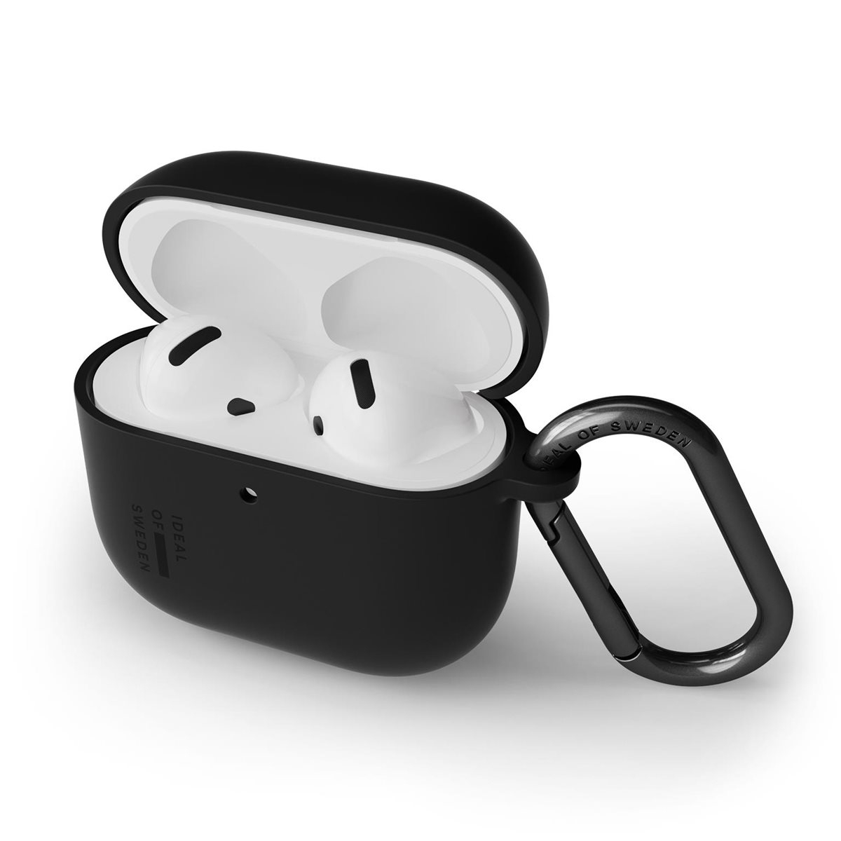 AirPods 4 Hardcase Hülle Silikon Case Recycled mit Karabinerhaken (IDSIAPC-G4-01) - Schwarz