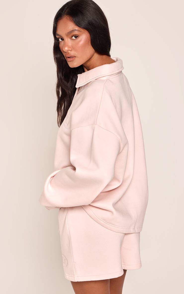Rose Short Molleton Léger Brodé Plt