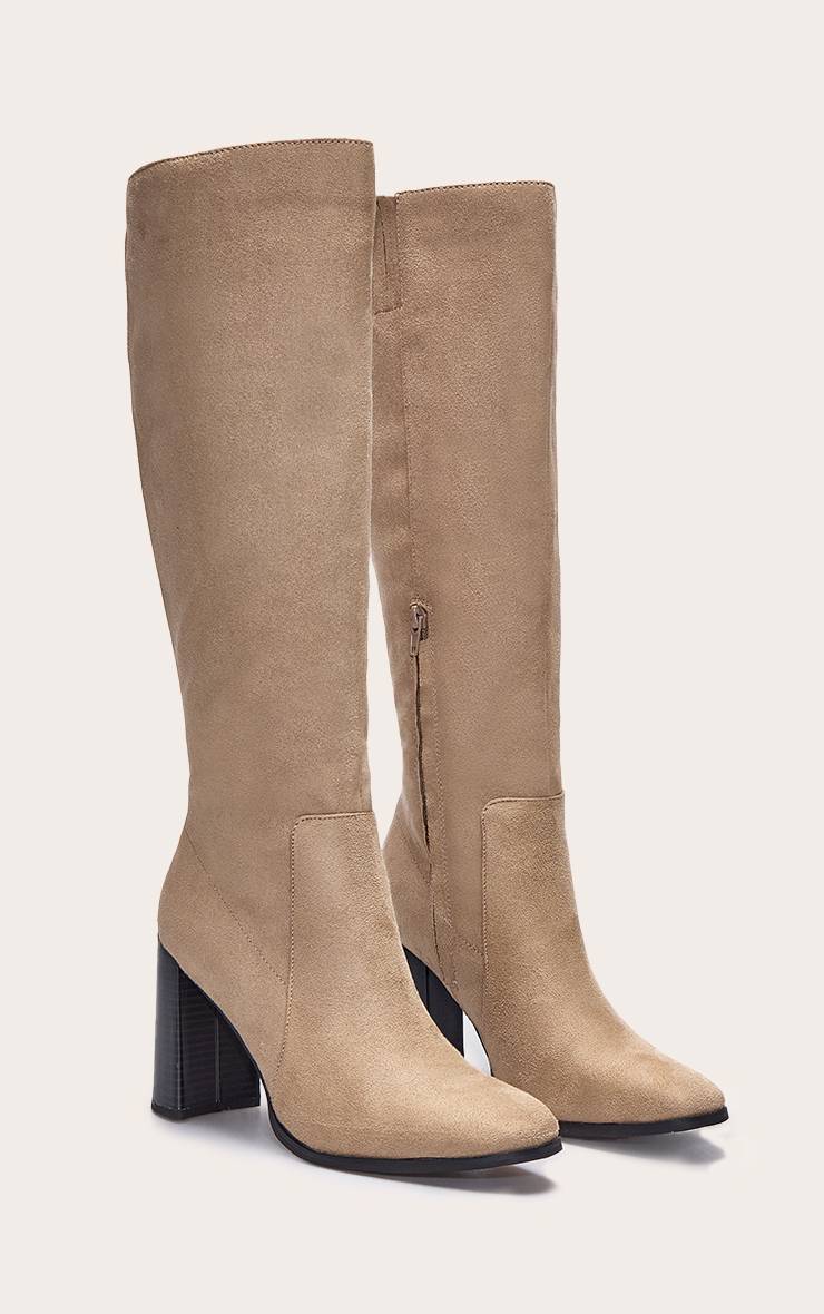 Gris Pierre Bottes Montantes À Talon Bloc Haut Bout Rond En Synthétique
