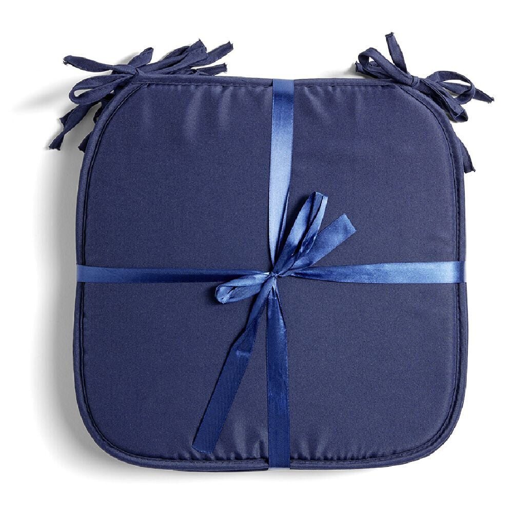 Lot de 4 galettes de chaise 38x38cm polyester bleu