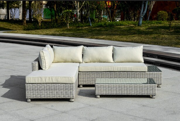 Outsunny Gartenmöbel Set mit Beistelltisch grau 209B x 83T x 59H cm