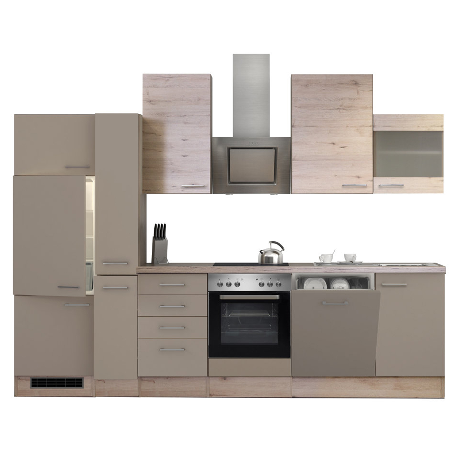 Küchenblock RIVA - Quarz-Cubanit-San Remo - mit E-Geräten - 310 cm
