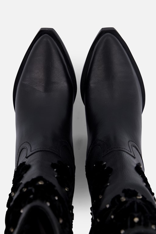 Lazamani Cowboylaarzen velvet zwart Leer