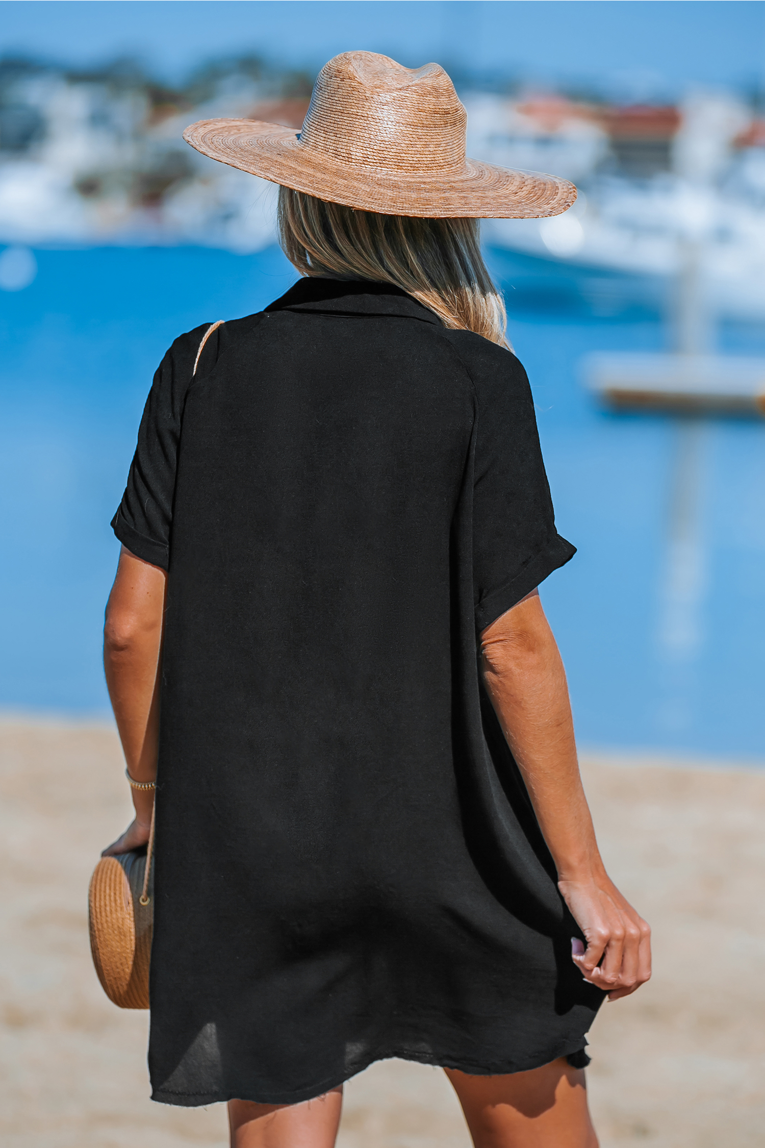 Robe chemise à boutons noire