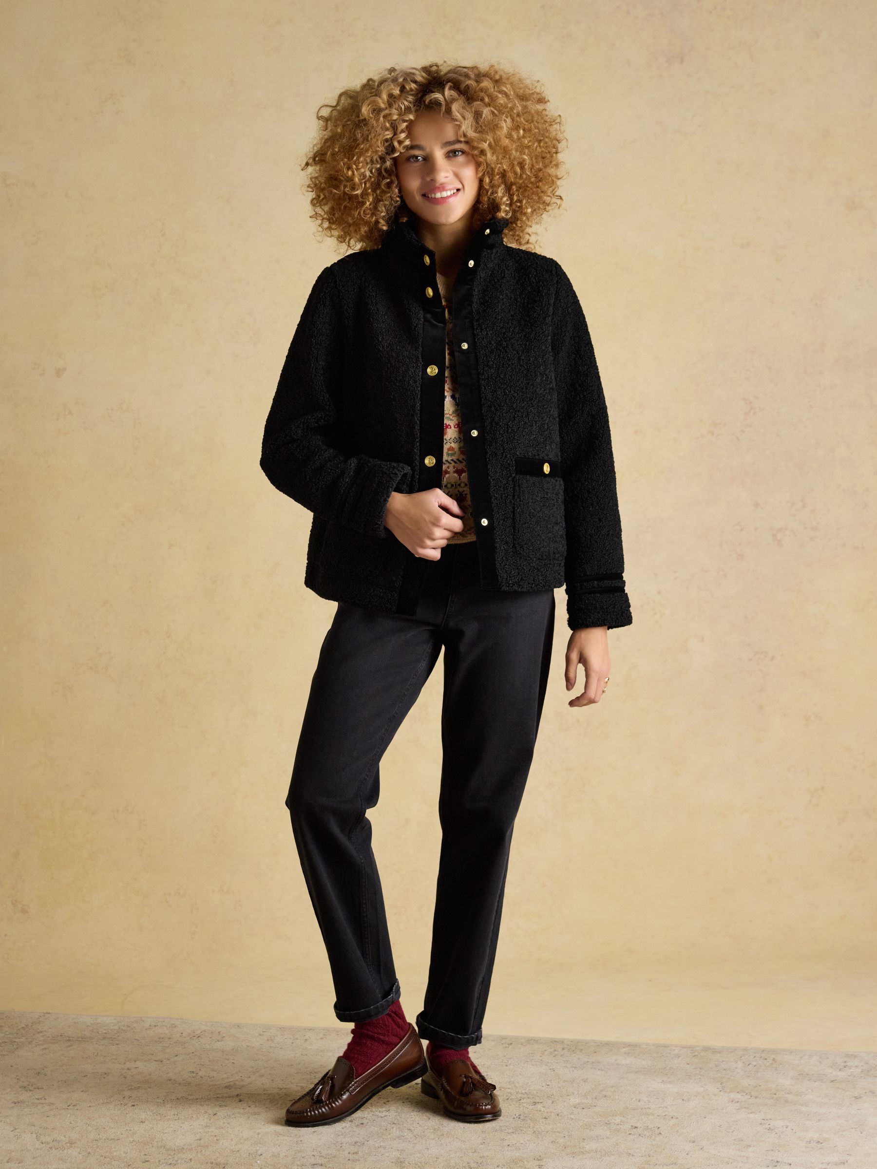 Zwart - Joules Fleur Fleece Jacket