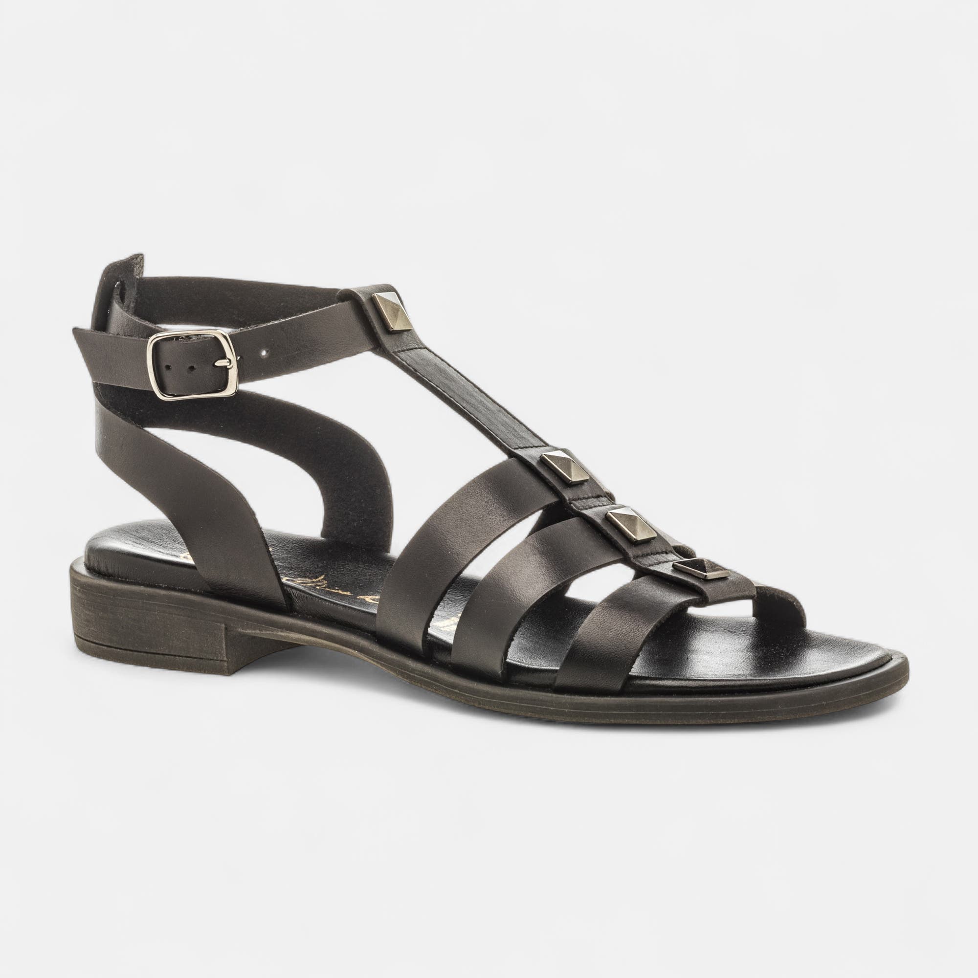 Nu-pieds Femme en cuir noir