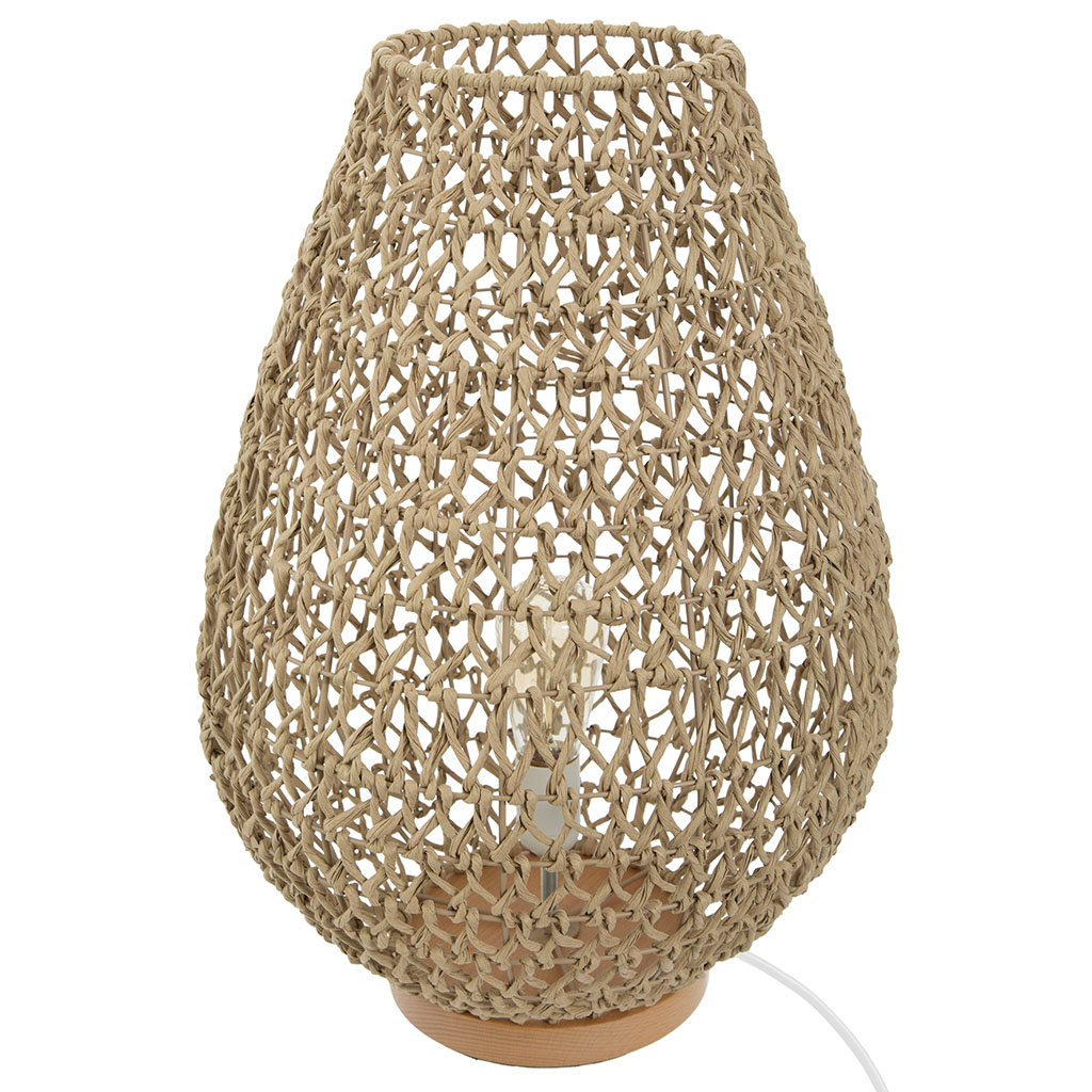Lampe déco à poser socle bois beige H 55cm