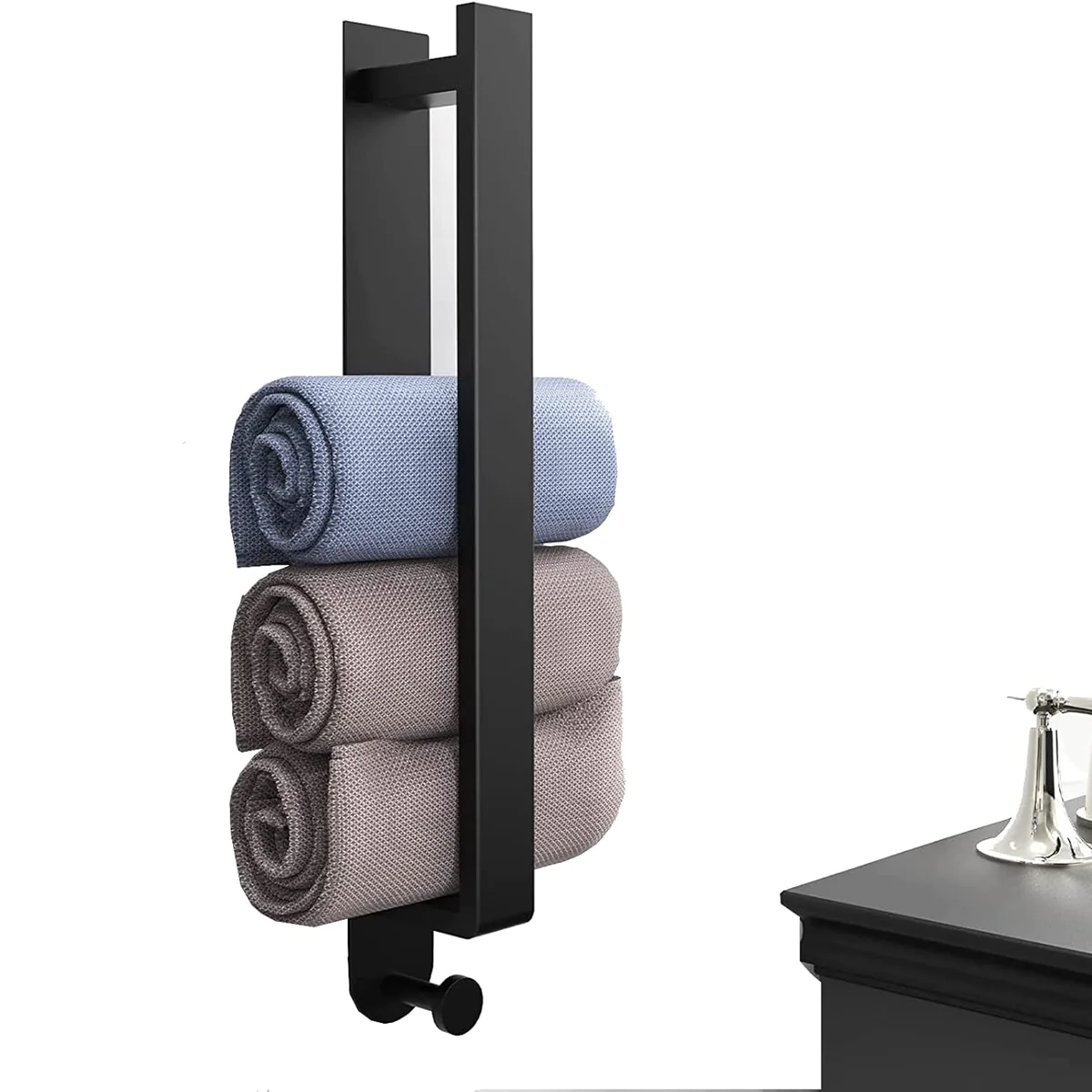 Porte-Serviettes Autocollant en Acier Inoxydable de 40 cm noir Vendos8