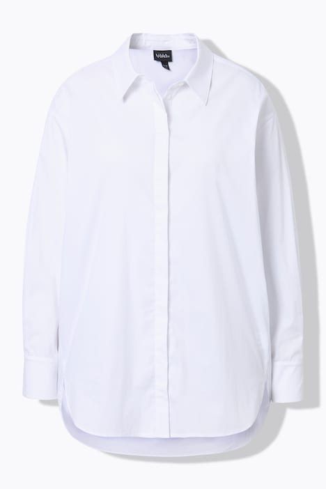 Hemdbluse, Perlmuttknöpfe, Oversized, Hemdkragen, Langarm