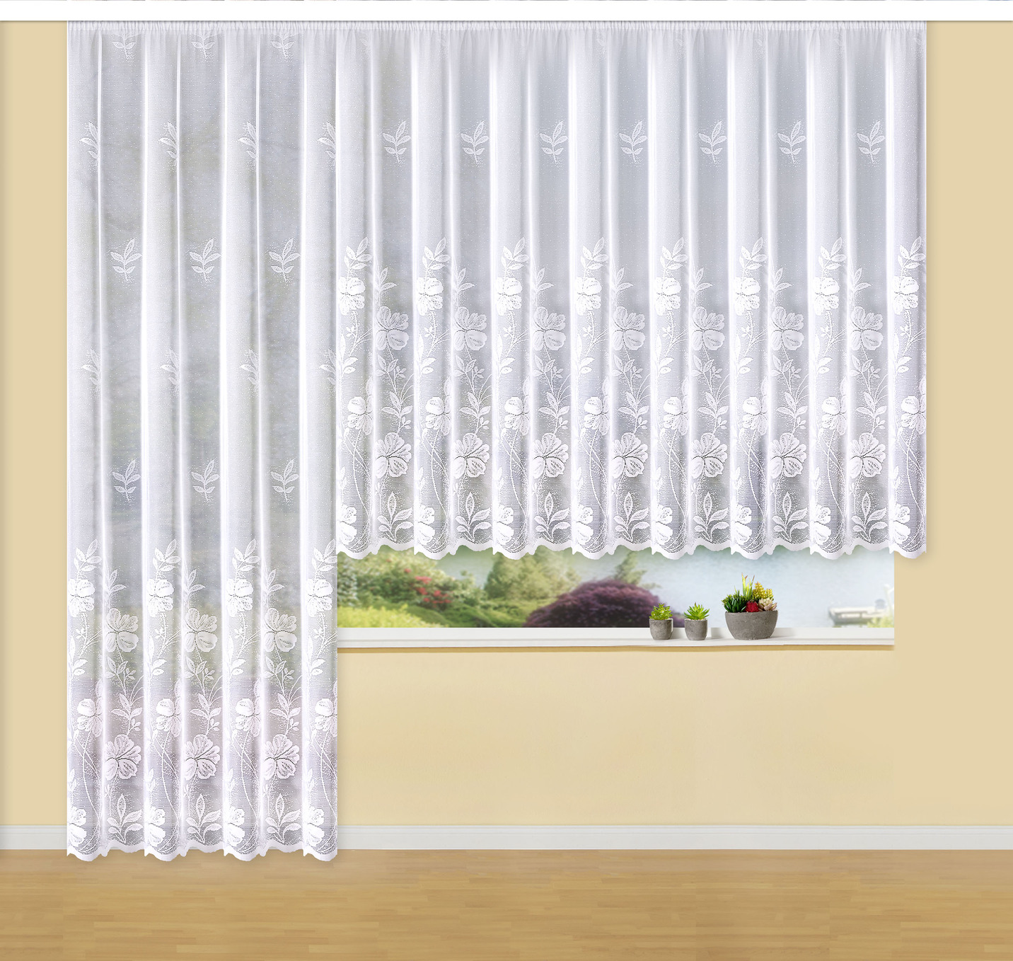 Zauberhafter Blumenfenster-Store in Jacquard-Qualität