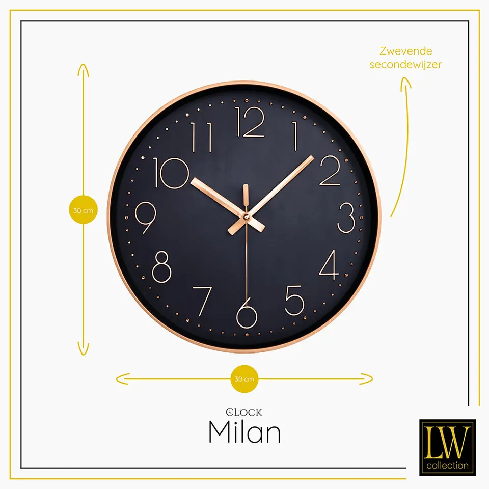 LW Collection Keukenklok Milan rosé 30cm