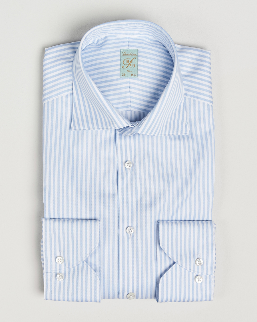 Stenströms 1899 Slim Striped Cotton Twill Shirt Blue/White
