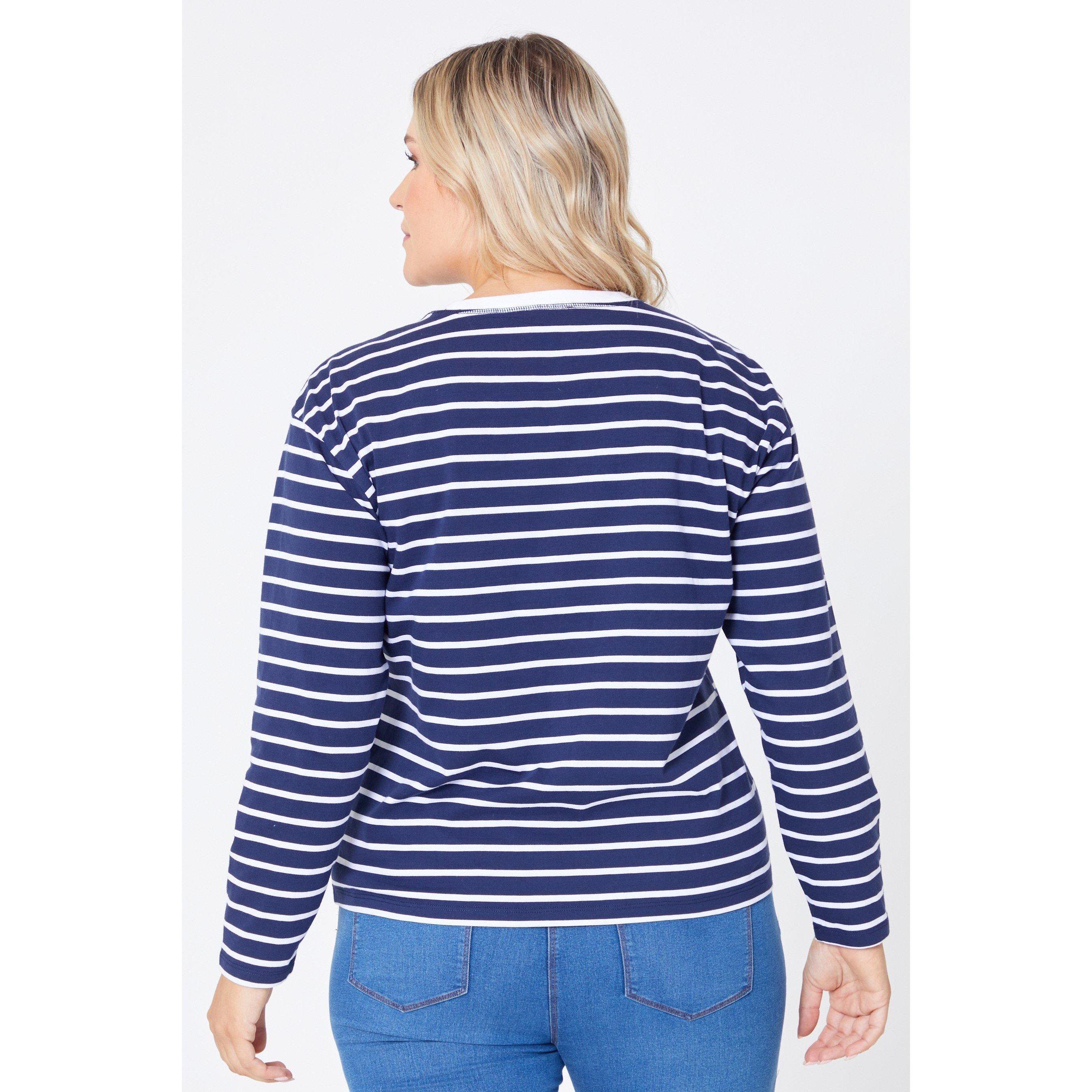 Be You Ladies Long Sleeve Stripe T Shirt