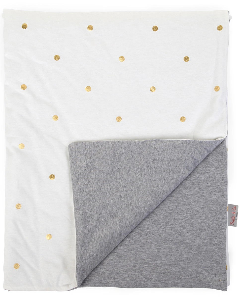 Babydecke DOTS (80x100) in weiß/gold