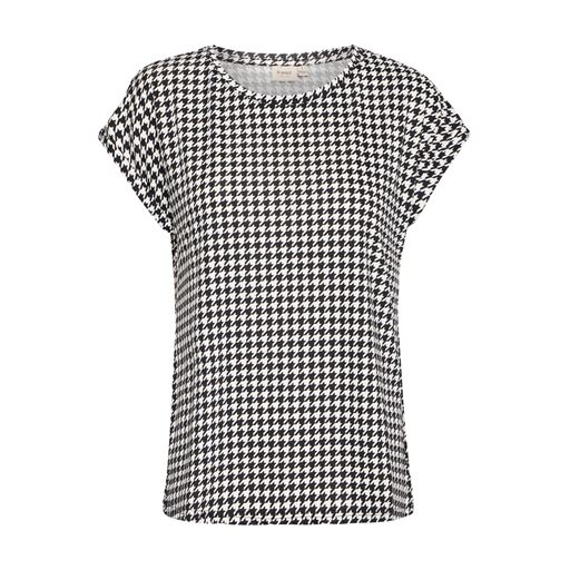 Fransa Kortærmet T-shirt, Black/White Houndstooth AOP, XXL