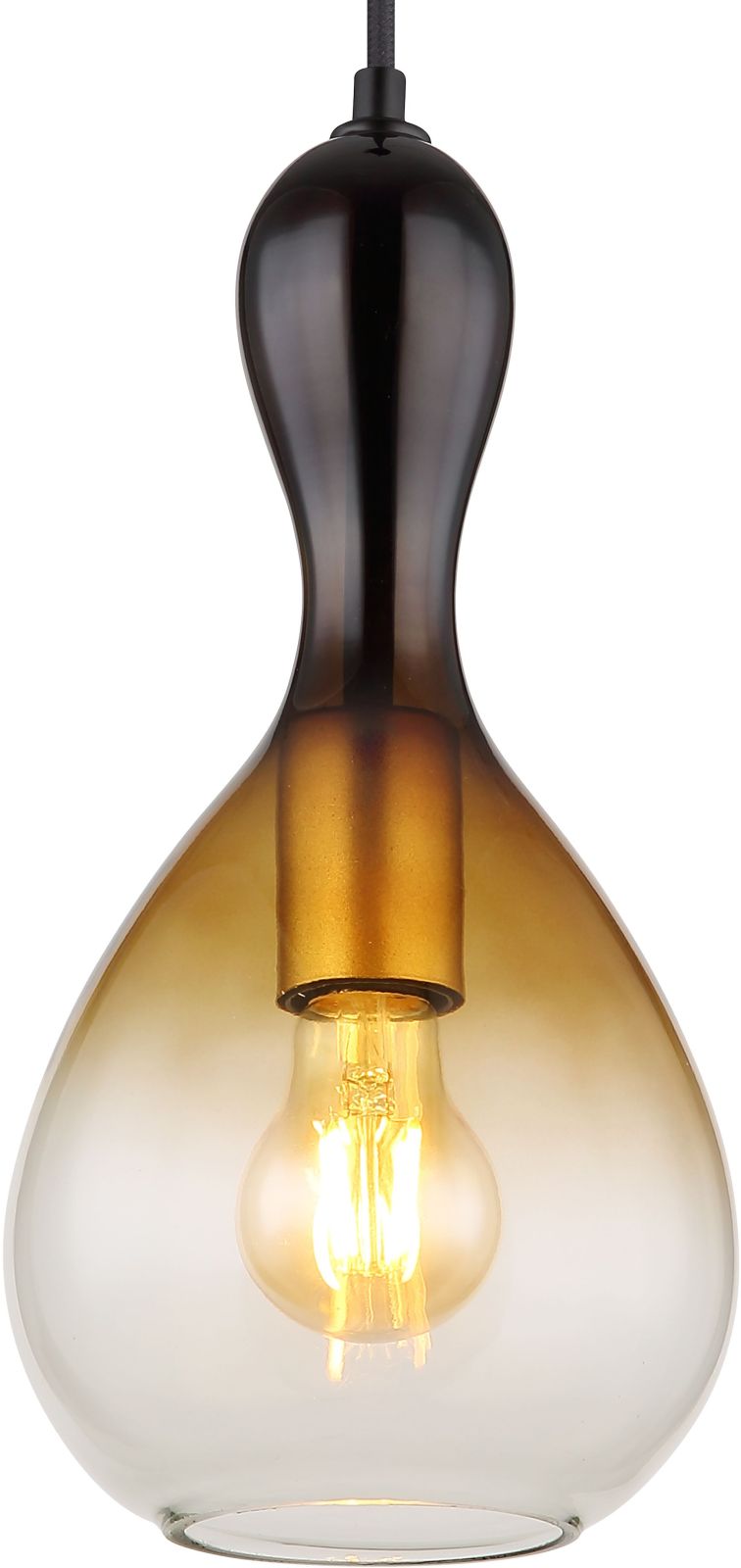 Hängeleuchte - schwarz matt - rauchfarben - goldfarben - 120 cm