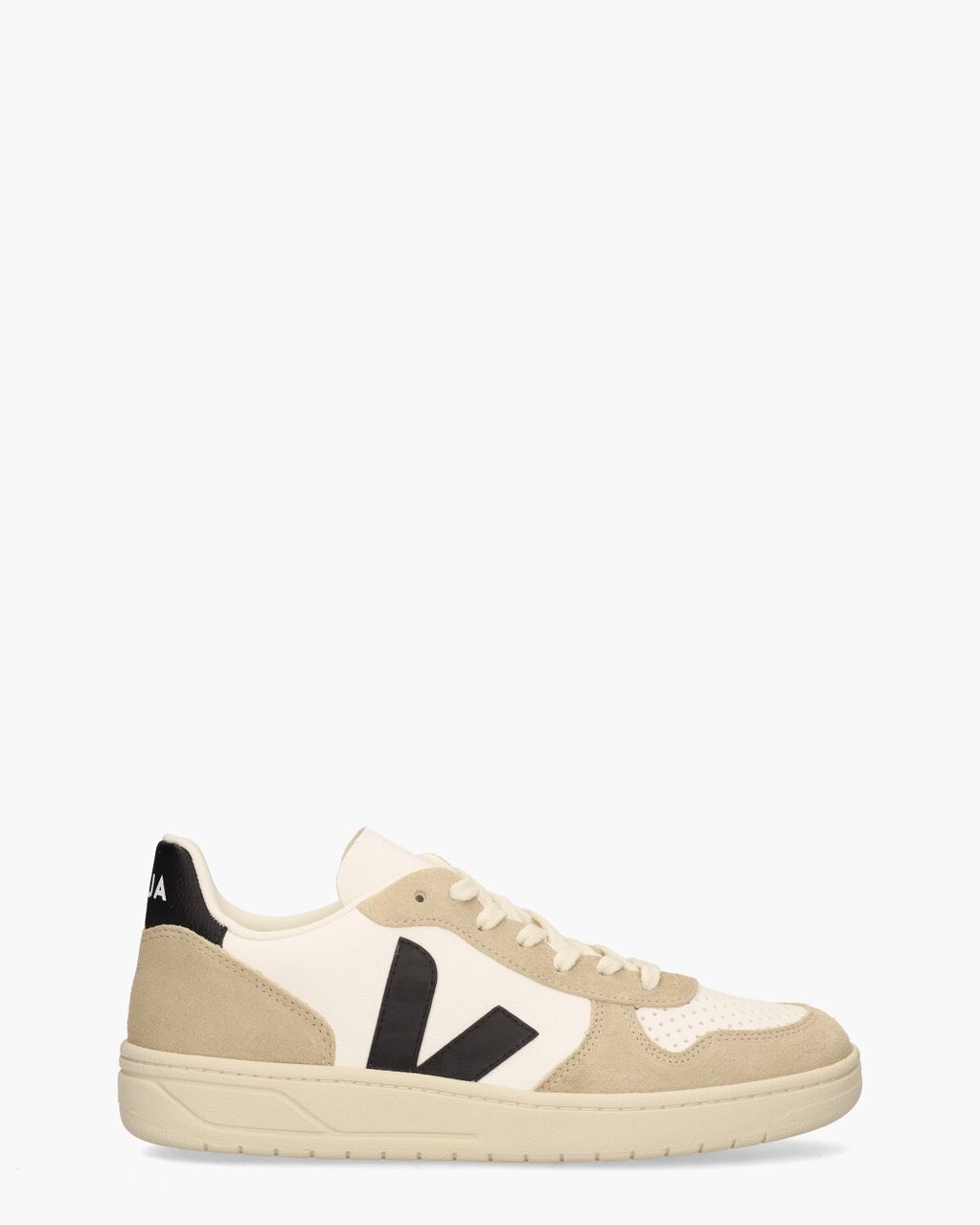 Veja V-10 Chromefree Leather Wit/Zwart/Bruin Herensneakers