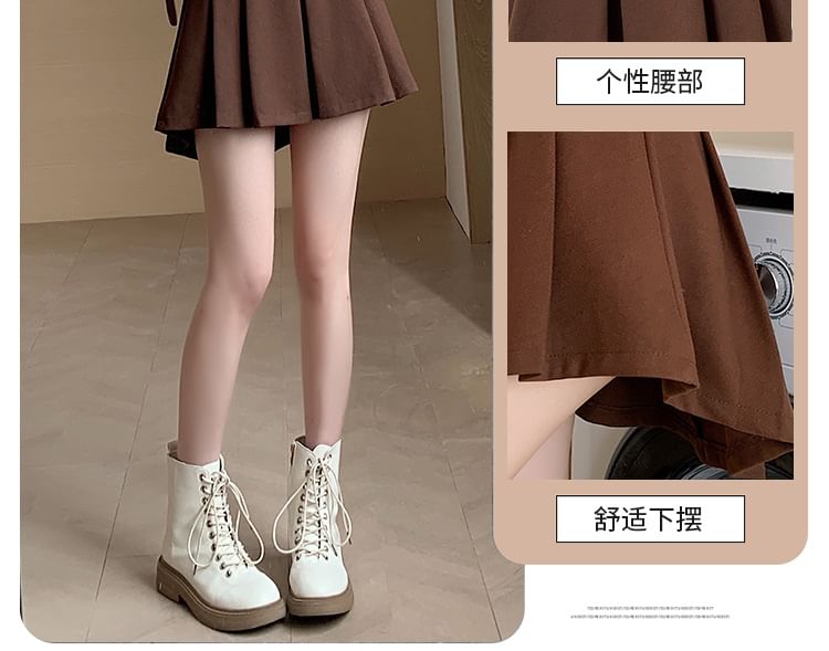 OGAWA - Hoge taille geplooide mini A-lijn rok