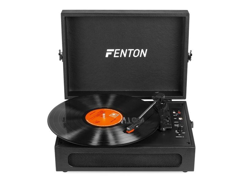 Fenton Plattenspieler mit Bluetooth RP118B Schwarz Hochwertiger Plattenspieler im Kofferdesign