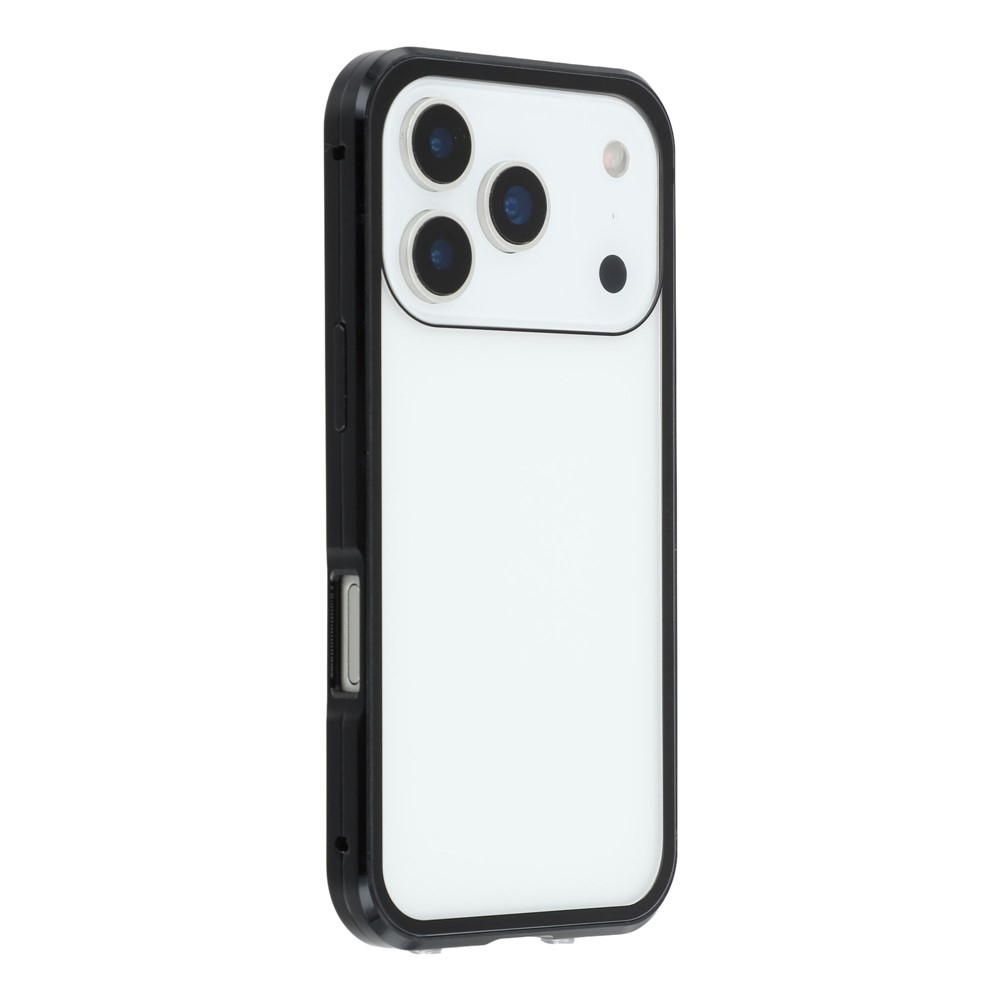 iPhone 17 Pro Max Magnetische Alu Schutzhülle mit Panzer Glas Backcover   Privacy Displayschutz (Magnet-Technologie) - Schwarz