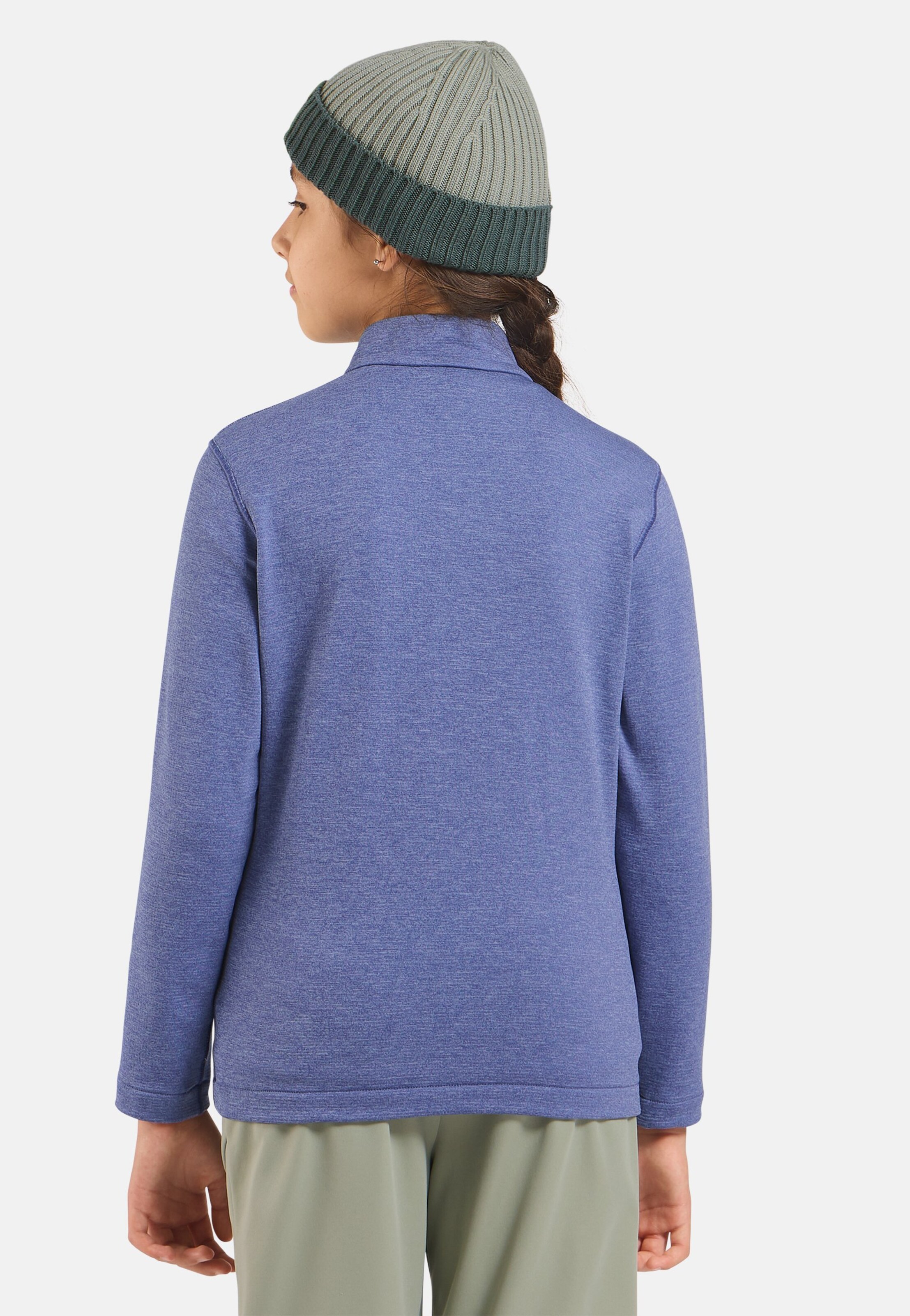 Essentials Multisport Mid Layer für Kinder aus Grid-Fleece mit Halbreissverschluss in Blue heron melange