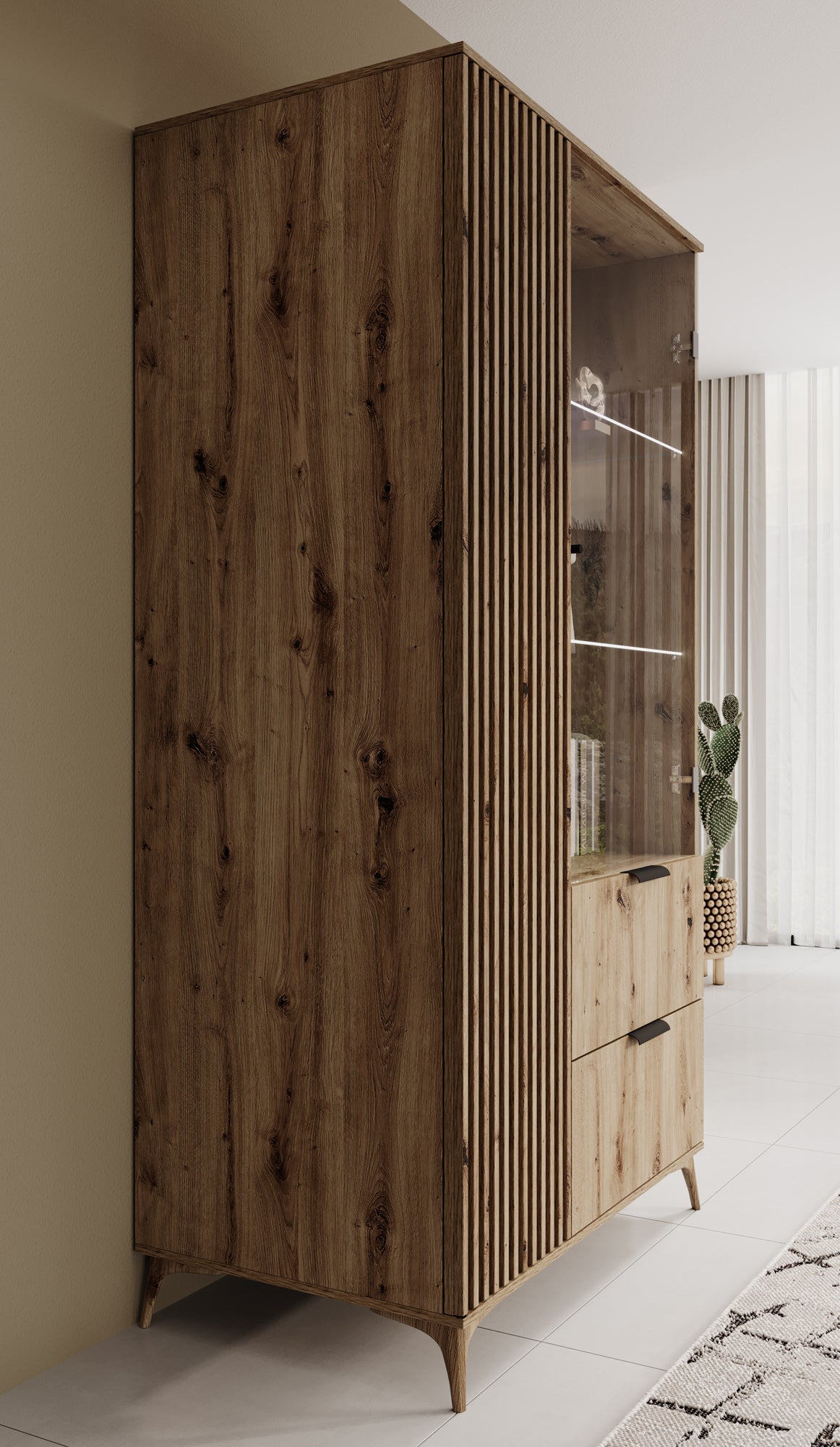 Evy - Vitrinekast - Eiken - 100x60x192 cm