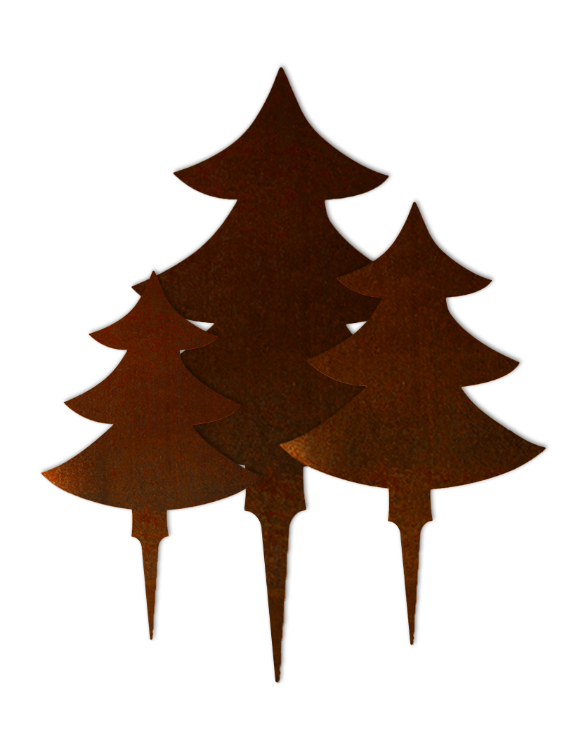 Lot 3 sapins métal acier corten à planter