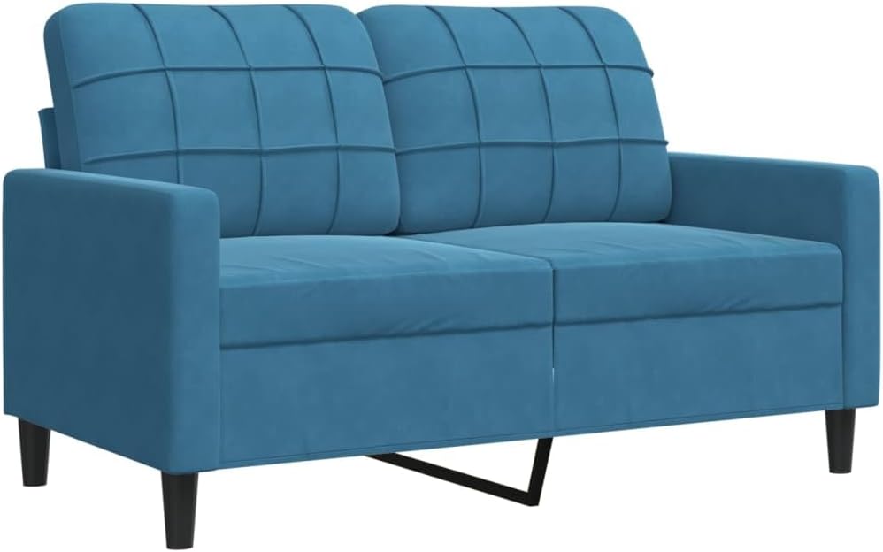 vidaXL 3-Tlg. Sofagarnitur mit Kissen, Blau, Samt, Modern, L-förmig, 197 x 77 x 80 cm, Wohnzimmermöbel, Sofa Set, Relaxsofa, Samtsofa