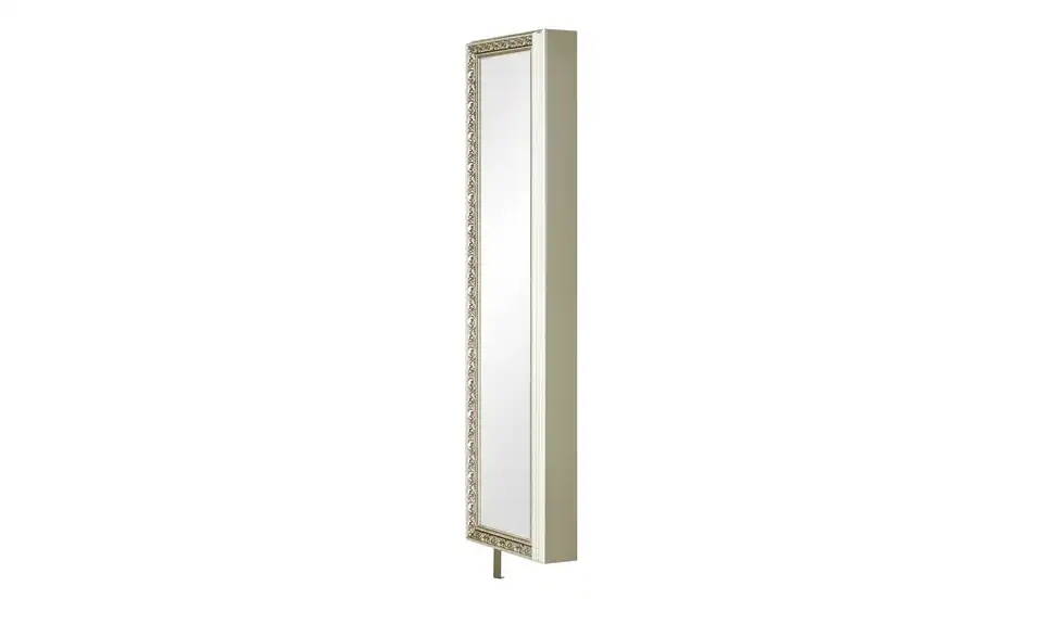 Schuh- und Mehrzweckschrank Santarem Beige, silberfarben Kristallspiegel mit Barockrahmen