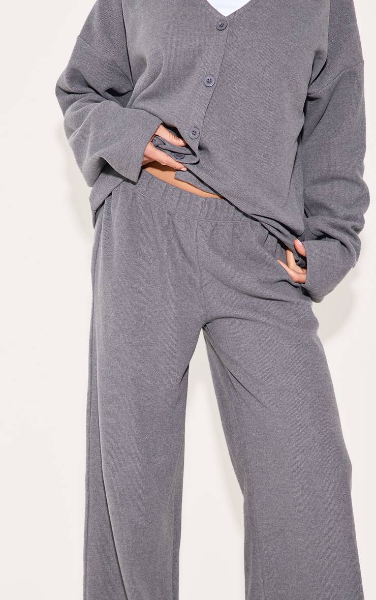 Charbon Pantalon Large Slouchy En Côtes Brossées Épaisses