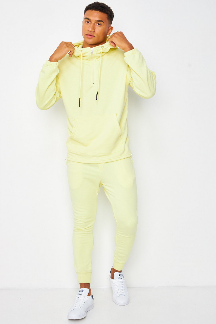 Sweat à capuche demi-zip jaune